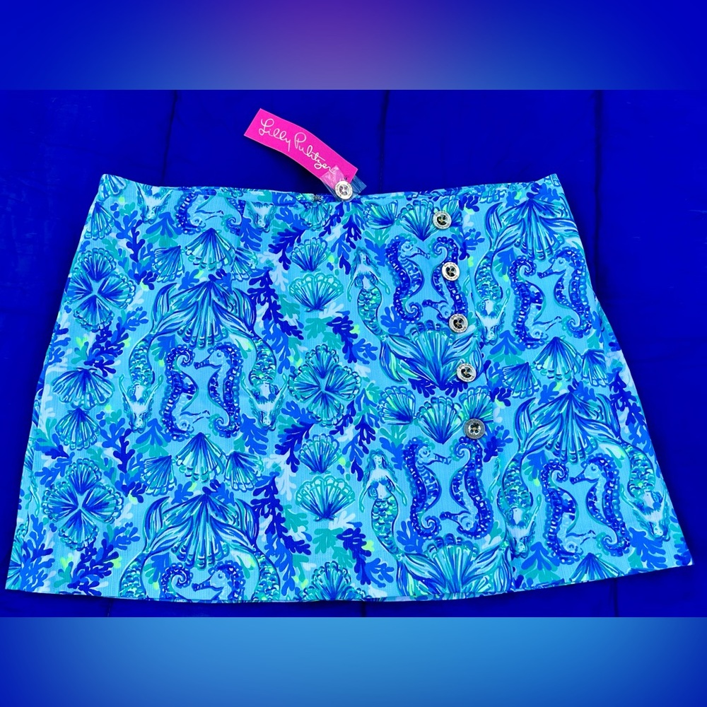 Lilly Pulitzer NWT Sally Skort Sea Glass Seeing Double Mermaid Aqua Size 16